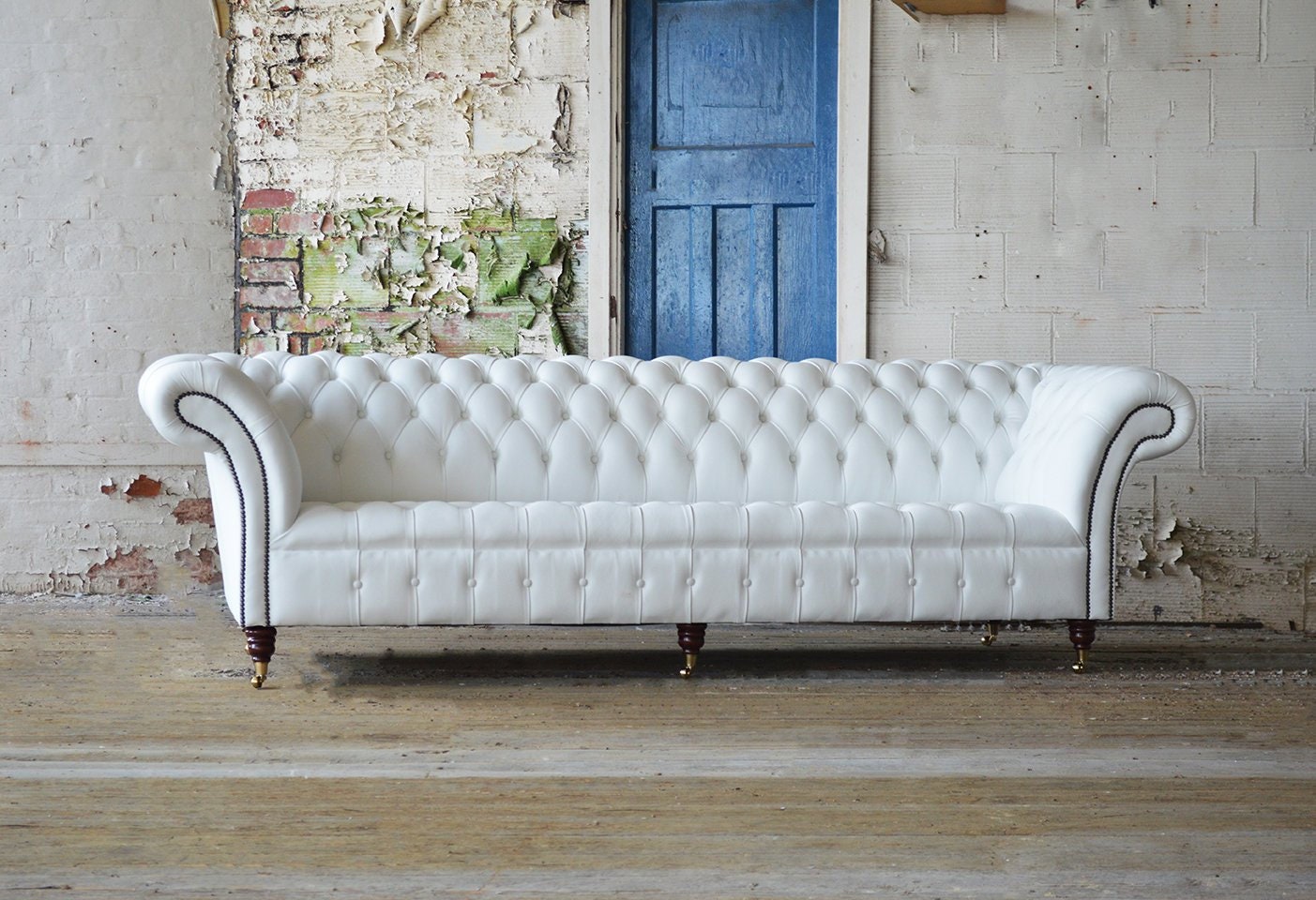 white leather couch